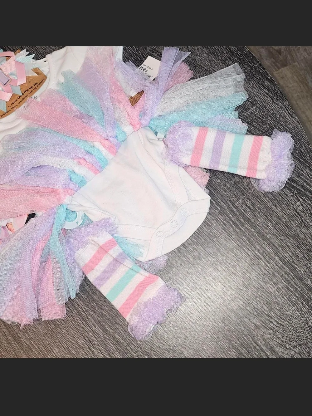I Am One Pastel Tutu Outfit for Baby Girls - White & Pastel